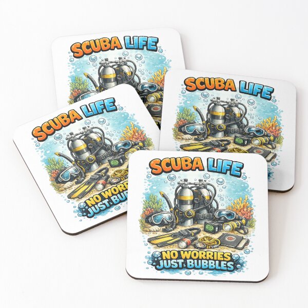 Item preview, Scuba Life No Worries Just Bubbles Funny Scuba Diving Gear Retro Ocean Diver Design designed and sold by Doodle ⭐⭐⭐⭐⭐.