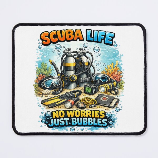 Item preview, Scuba Life No Worries Just Bubbles Funny Scuba Diving Gear Retro Ocean Diver Design designed and sold by Doodle ⭐⭐⭐⭐⭐.