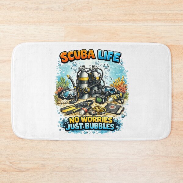 Item preview, Scuba Life No Worries Just Bubbles Funny Scuba Diving Gear Retro Ocean Diver Design designed and sold by Doodle ⭐⭐⭐⭐⭐.
