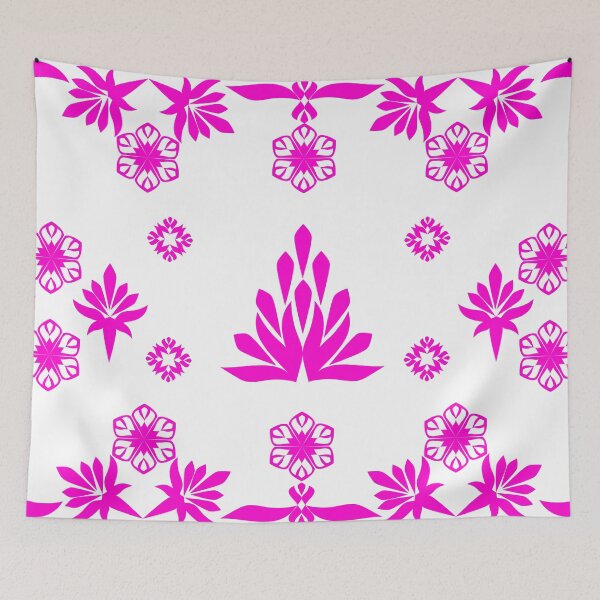 Item preview, Pink Folk Floral Frame with Decorative Botanical Ornaments and Geometric Flower Motifs designed and sold by Ei-Ei.