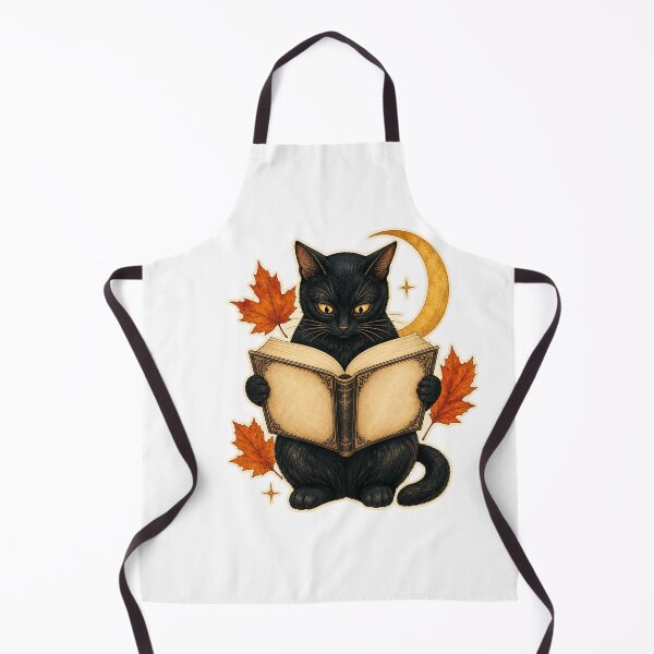 Item preview, Black Cat Reading Under a Crescent Moon designed and sold by Whimsy Paw Studio | Cute Animal Art.