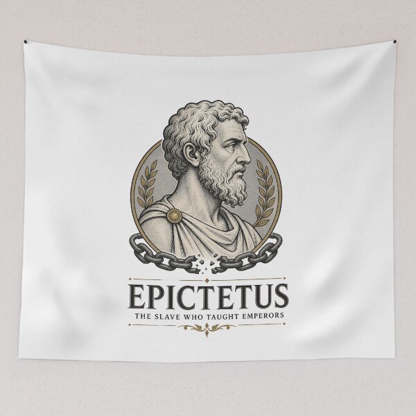 Item preview, Epictetus Stoic Philosopher Portrait Vintage Engraving Stoicism Wisdom Quote Art designed and sold by The Junto Shop.