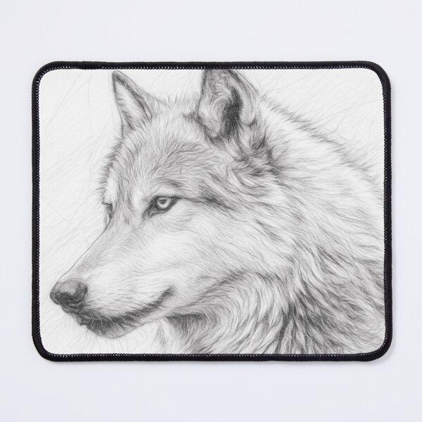 Item preview, Grey Wolf Black and White Realistic Pencil Sketch Portrait designed and sold by Leon Woods Pencil Art.