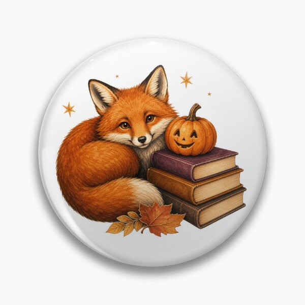 Item preview, Cozy Fox Reading Beside a Pumpkin Book Stack designed and sold by Whimsy Paw Studio | Cute Animal Art.