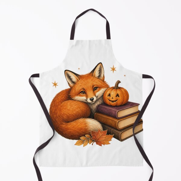 Item preview, Cozy Fox Reading Beside a Pumpkin Book Stack designed and sold by Whimsy Paw Studio | Cute Animal Art.