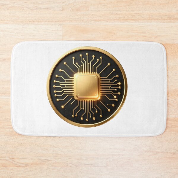 Aperçu de l'œuvre Circuit d'or | Symbole de technologie de luxe | Emblème futuriste de microprocesseur créée et vendue par simaso.