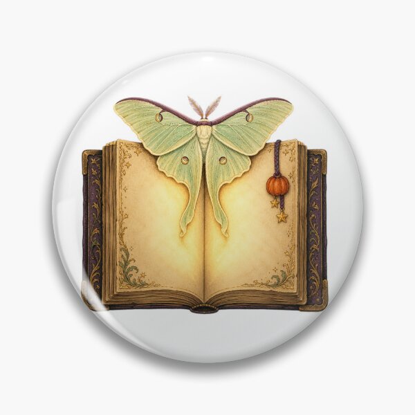 Item preview, Luna Moth Resting on a Glowing Storybook designed and sold by Whimsy Paw Studio | Cute Animal Art.