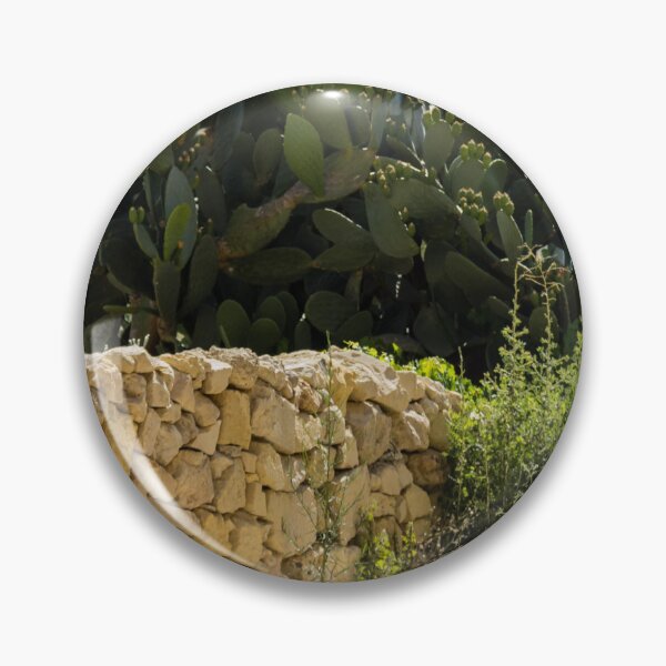 Item preview, Sunlit Prickly Pear Cactus Behind A Dry Stone Wall In A Mediterranean Rural Landscape designed and sold by Nmallia.