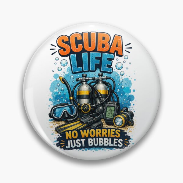 Item preview, Scuba Life No Worries Just Bubbles Cute Scuba Diving Equipment Design for Ocean Lovers designed and sold by Doodle ⭐⭐⭐⭐⭐.