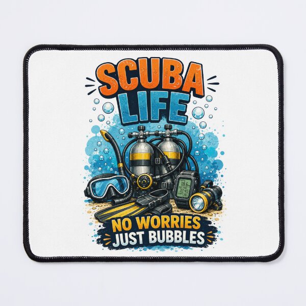 Item preview, Scuba Life No Worries Just Bubbles Cute Scuba Diving Equipment Design for Ocean Lovers designed and sold by Doodle ⭐⭐⭐⭐⭐.