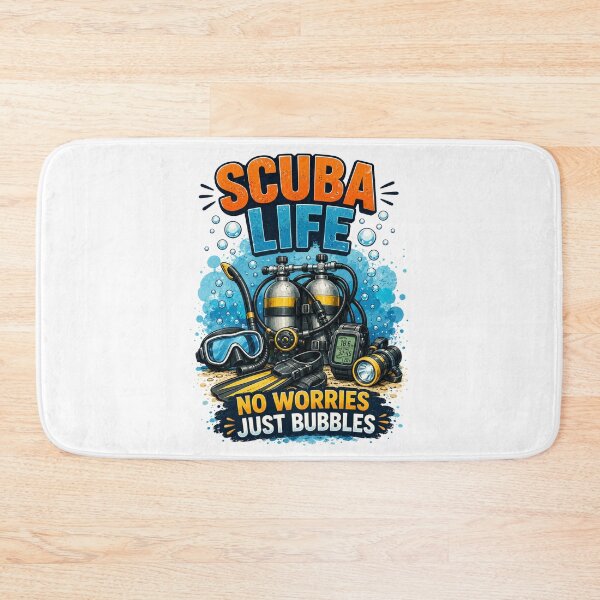 Item preview, Scuba Life No Worries Just Bubbles Cute Scuba Diving Equipment Design for Ocean Lovers designed and sold by Doodle ⭐⭐⭐⭐⭐.