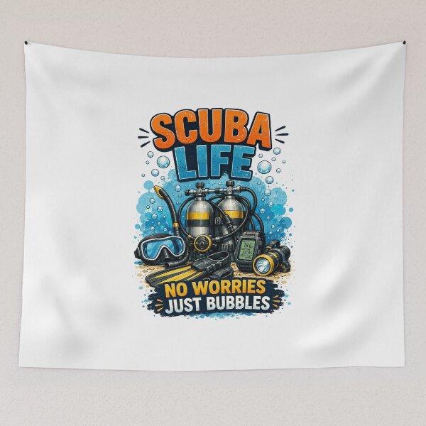 Item preview, Scuba Life No Worries Just Bubbles Cute Scuba Diving Equipment Design for Ocean Lovers designed and sold by Doodle ⭐⭐⭐⭐⭐.