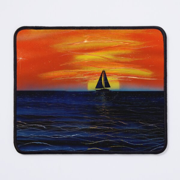 Item preview, Sailboat Sunset Silhouette Painting-Deep Blue Ocean & Orange Sky designed and sold by Jason Girard.