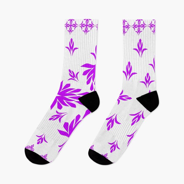Item preview, Purple Pink Folk Floral Pattern with Symmetrical Botanical Ornaments and Decorative Border designed and sold by Ei-Ei.