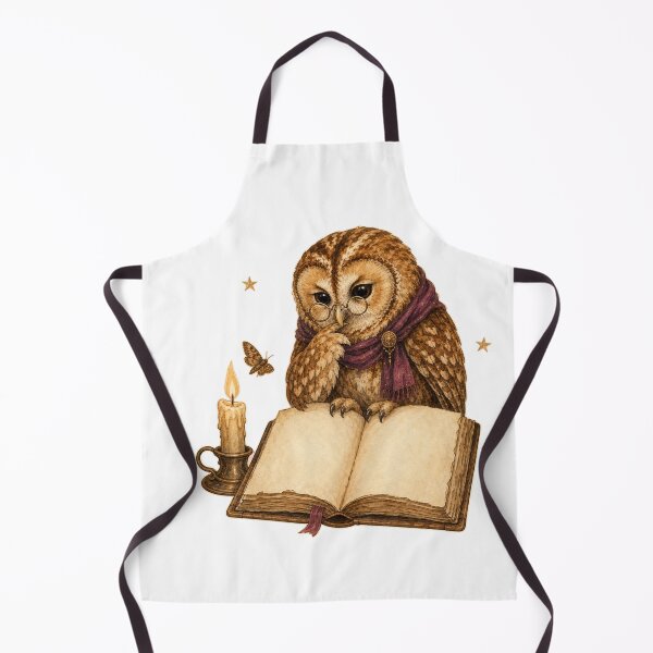 Item preview, Tawny Owl Reading by a Flickering Candle designed and sold by Whimsy Paw Studio | Cute Animal Art.