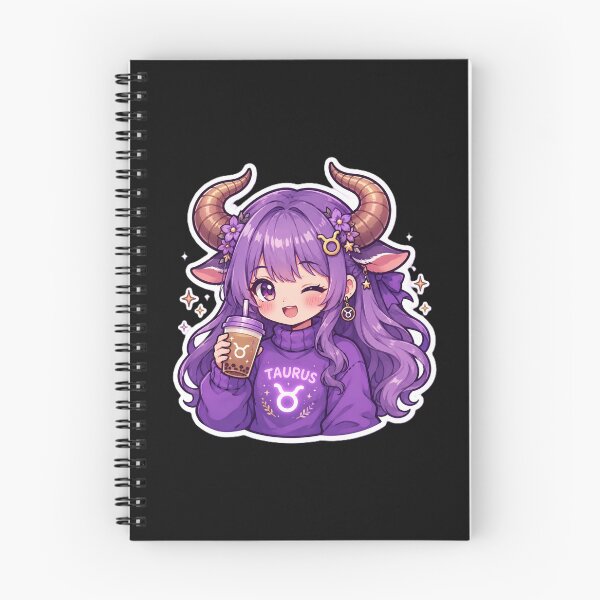 Item preview, Cute Taurus Girl Bubble Tea Sticker | Kawaii Zodiac Anime Aesthetic | Purple Taurus Chibi Art designed and sold by MysticPurpleHue.