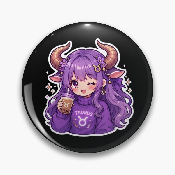 Item preview, Cute Taurus Girl Bubble Tea Sticker | Kawaii Zodiac Anime Aesthetic | Purple Taurus Chibi Art designed and sold by MysticPurpleHue.