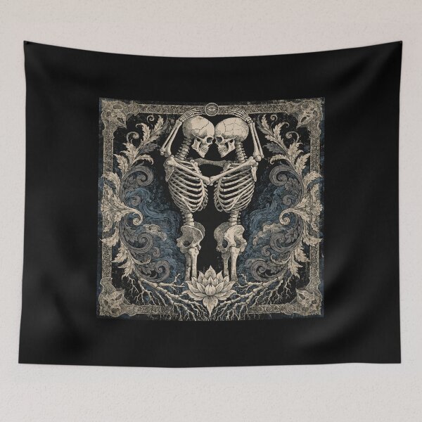 Item preview, Gothic Skeleton Lovers Dark Romance Anniversary Art for Couples designed and sold by DariaOltes.