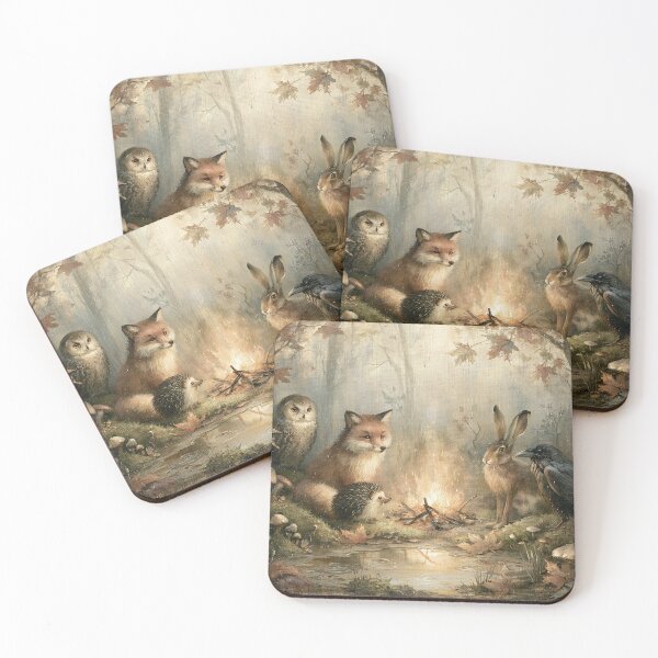 Item preview, Woodland Friends Around the Campfire, Cozy Forest Animals Illustration designed and sold by Tolchik.