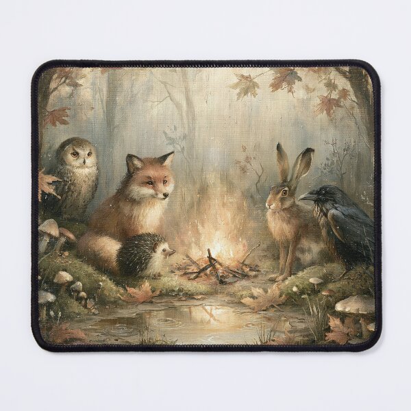 Item preview, Woodland Friends Around the Campfire, Cozy Forest Animals Illustration designed and sold by Tolchik.