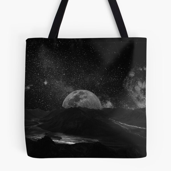 Item preview, Full moon rising milky way canyon desert black and white photographic art print designed and sold by Astrid Arkhangelsky.