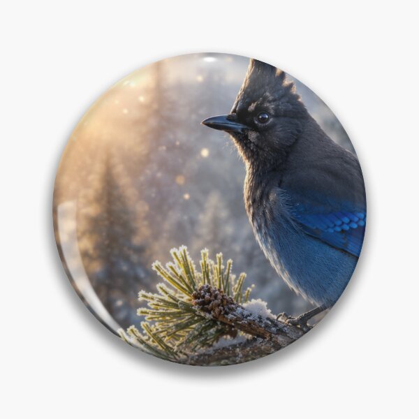 Item preview, Winter Sunrise Steller’s Jay on Snowy Pine Branch designed and sold by Kimberly Palmer.