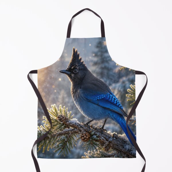 Item preview, Winter Sunrise Steller’s Jay on Snowy Pine Branch designed and sold by Kimberly Palmer.