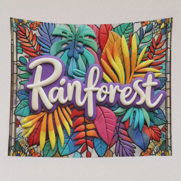 Item preview, rainforest stained glass style design colorful botanical stained glass design designed and sold by SmashingDeals.