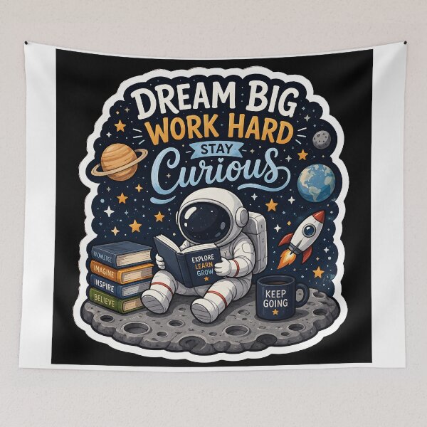 Item preview, Dream Big Work Hard Stay Curious Astronaut Sticker | Space Motivation | STEM Student Gift designed and sold by GenZStickerHub1.
