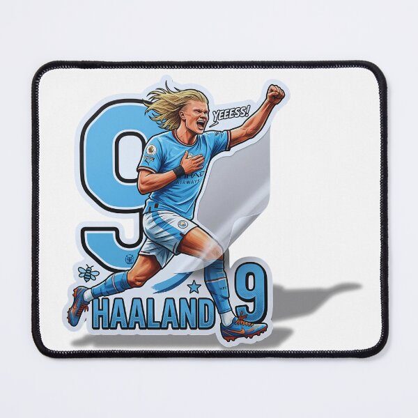 Item preview, Haaland 9 Manchester City Cartoon Football Sticker Gym Laptop Decal designed and sold by Art Wave Studio.
