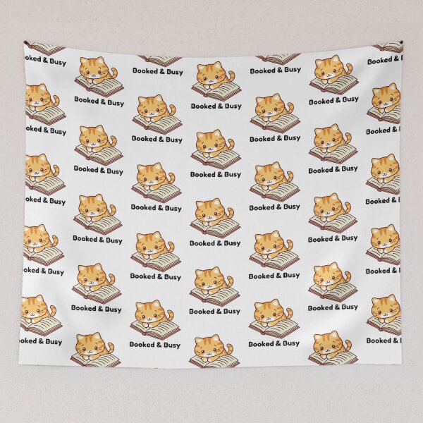 Item preview, Booked & Busy Cute Book Cat designed and sold by Bloomelle Studio.