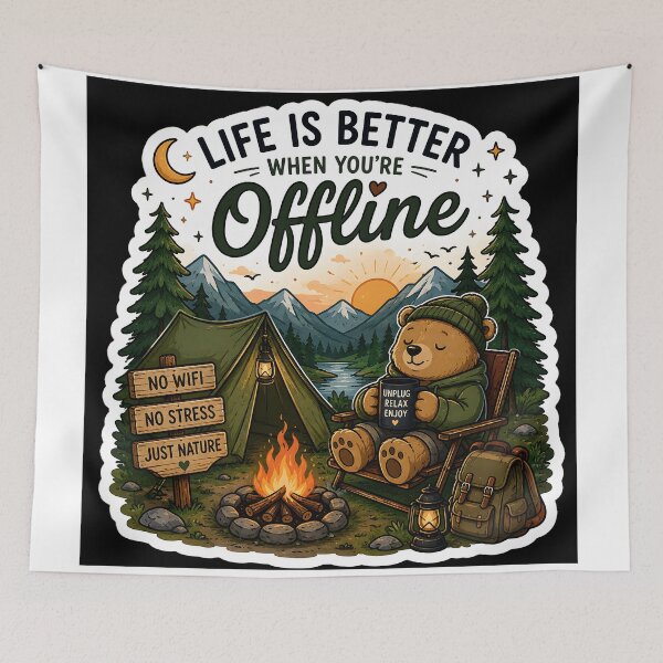Item preview, Life Is Better When You're Offline Camping Sticker | Nature Adventure | Outdoor Lifestyle Gift designed and sold by GenZStickerHub1.