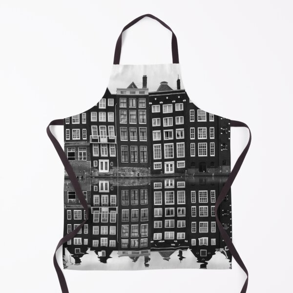 Item preview, Amsterdam, Netherlands row of canal houses on mirrored water black and white photograph designed and sold by Astrid Arkhangelsky.