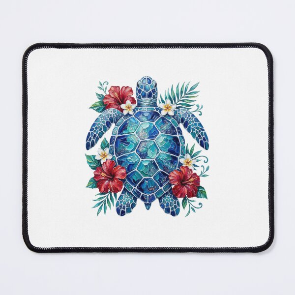 Item preview, Elegant Blue and Gold Sea Turtle Tropical Hibiscus Flowers Beach designed and sold by SOUFIANE1991.