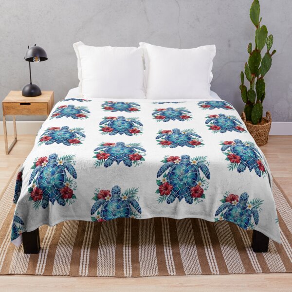 Item preview, Elegant Blue and Gold Sea Turtle Tropical Hibiscus Flowers Beach designed and sold by SOUFIANE1991.