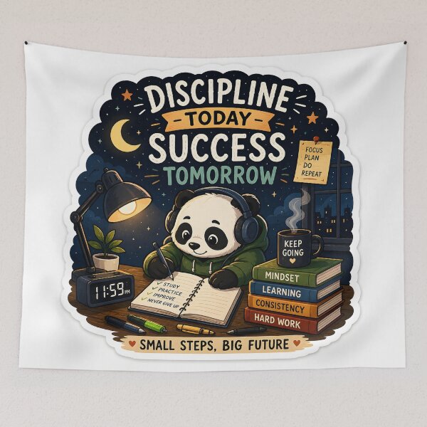 Item preview, Discipline Today Success Tomorrow Panda Sticker | Student Motivation | Productivity Gift designed and sold by GenZStickerHub1.