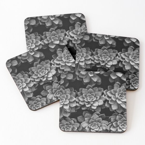 Item preview, Purple succulents and blossoms black and white floral flower photographic art print designed and sold by Astrid Arkhangelsky.