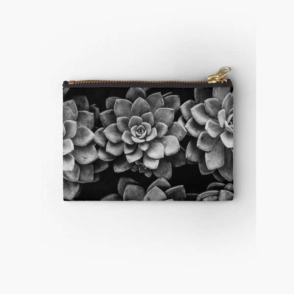 Item preview, Purple succulents and blossoms black and white floral flower photographic art print designed and sold by Astrid Arkhangelsky.