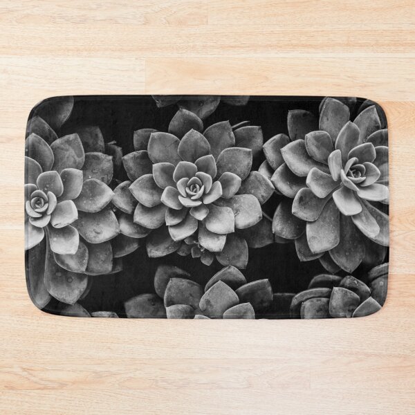 Item preview, Purple succulents and blossoms black and white floral flower photographic art print designed and sold by Astrid Arkhangelsky.