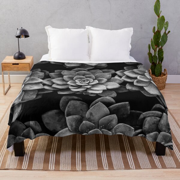 Item preview, Purple succulents and blossoms black and white floral flower photographic art print designed and sold by Astrid Arkhangelsky.