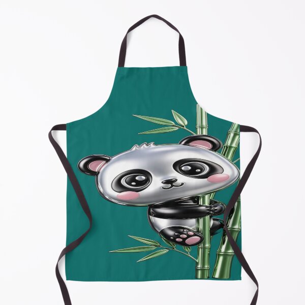 Item preview, Kawaii Panda on Bamboo - Cute Metallic Bear designed and sold by RAYBIL.