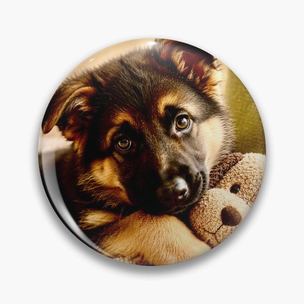 Artikelvorschau, Schäferhundwelpe mit Kuscheltier entworfen und verkauft von Steffani Lehmann.