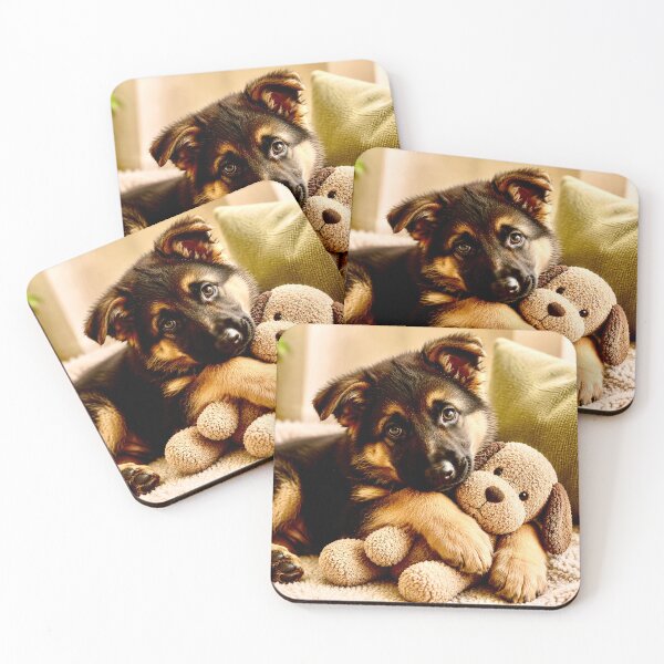 Item preview, German Shepherd puppy with cuddly toy designed and sold by Steffani Lehmann.