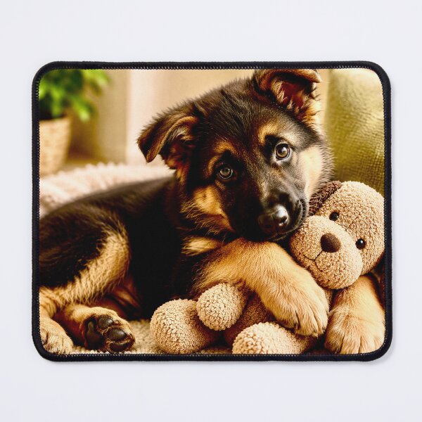 Item preview, German Shepherd puppy with cuddly toy designed and sold by Steffani Lehmann.