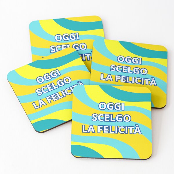 Item preview, Oggi Scelgo La Felicità – Italian Inspirational Quote in Blue & Yellow designed and sold by icreativestudio.