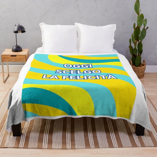 Item preview, Oggi Scelgo La Felicità – Italian Inspirational Quote in Blue & Yellow designed and sold by icreativestudio.
