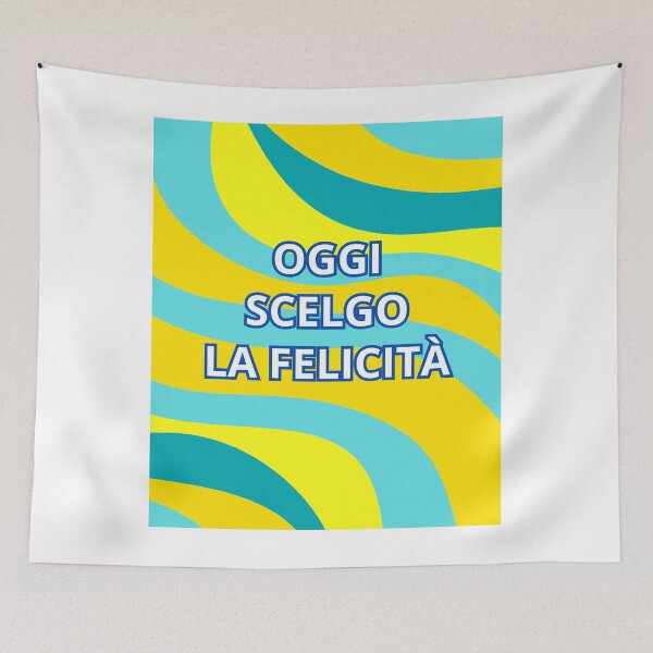 Item preview, Oggi Scelgo La Felicità – Italian Inspirational Quote in Blue & Yellow designed and sold by icreativestudio.