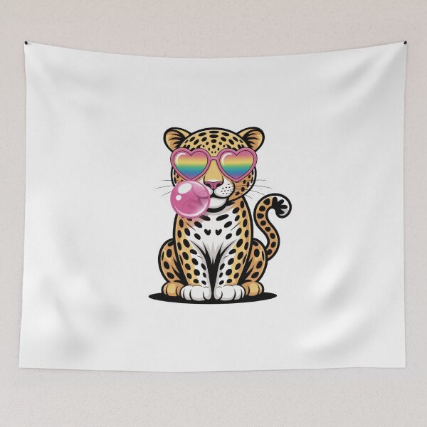 Item preview, Cute Leopard Blowing Bubble Gum Rainbow Sunglasses designed and sold by DariaOltes.