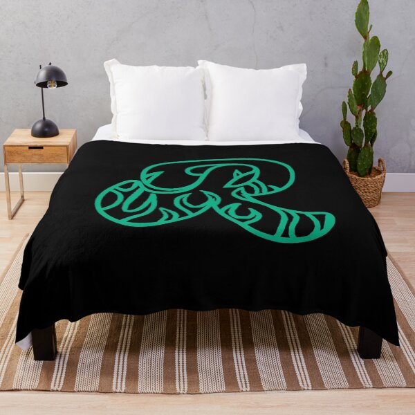 Item preview, Groovy Retro Teal Fiery Letter R Monogram designed and sold by CamilasPrints.