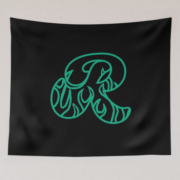Item preview, Groovy Retro Teal Fiery Letter R Monogram designed and sold by CamilasPrints.